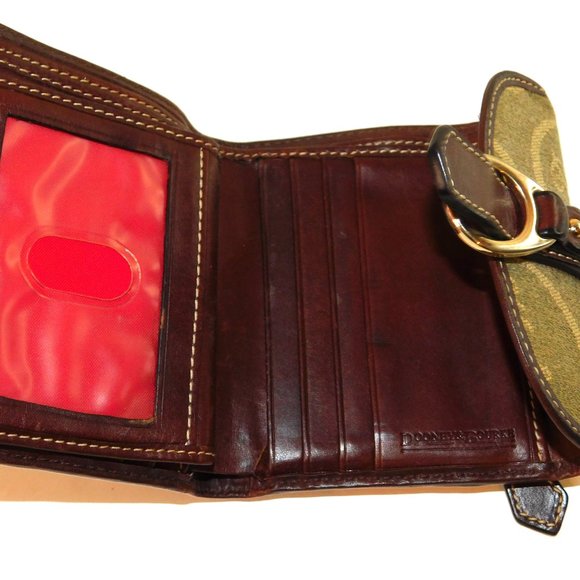 Rare Vintage Dooney & Bourke Signature Heart Canvas Leather Wallet Buckle - Picture 3 of 9